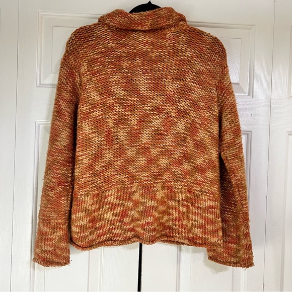 Tinu & Stu Chunky Knit Wool Orange Collared Cardigan Sweater Size Medium Womens - Picture 4 of 9